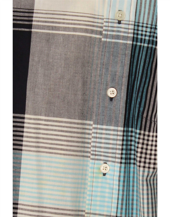 Nautica Mens Short Sleeve Shirt Medium Grey Check Cotton