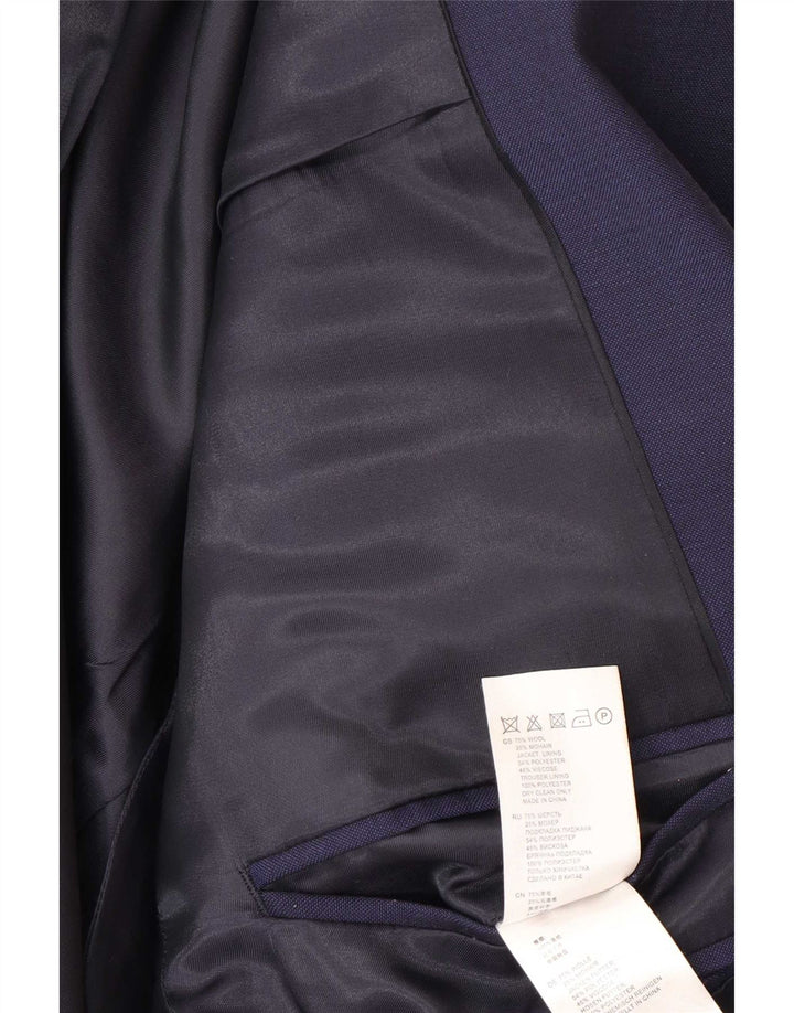 Reiss Mens 1 Button Blazer Jacket UK 38 Medium Navy Blue Wool