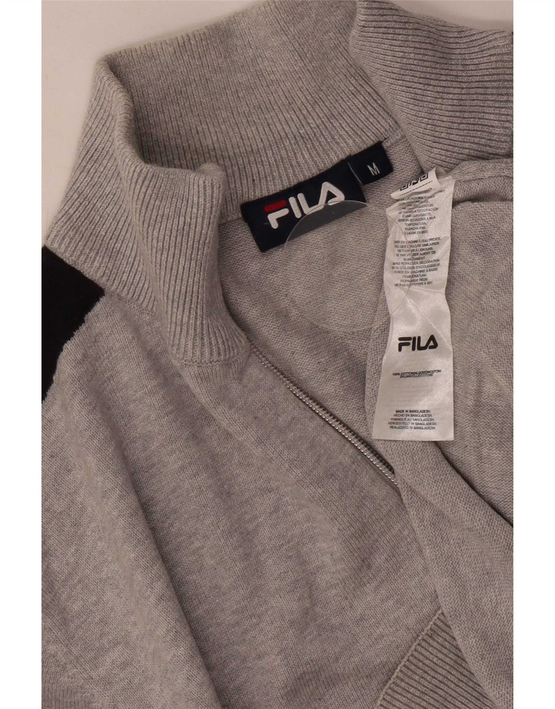 Fila Herre Zip Neck Sweater Medium Grey Colourblock Bomuld