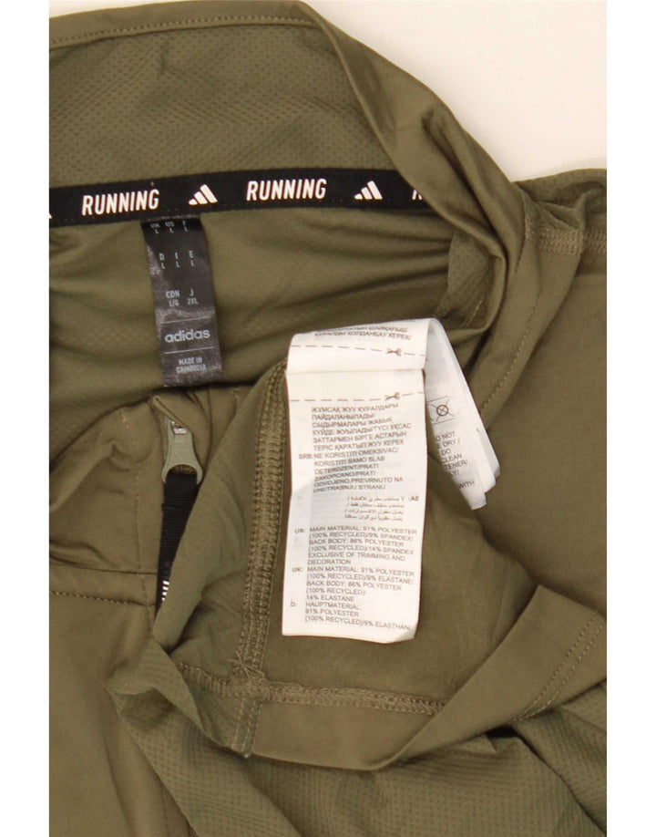 Adidas Herre Aeroready Zip Neck Pullover Træningsdragt Top Stor Khaki Polyester