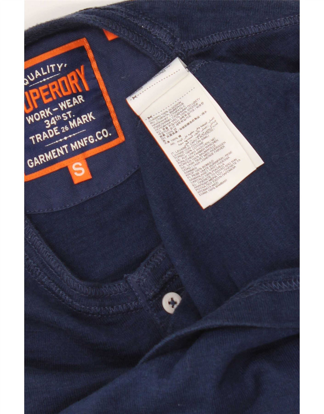 Superdry Hombre Top Manga Larga Pequeño Algodón Azul Marino