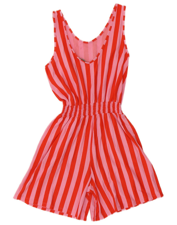 Benetton Mädchen-Spielanzug, ärmellos, 12–13 Jahre, XL, rot gestreift, Baumwolle