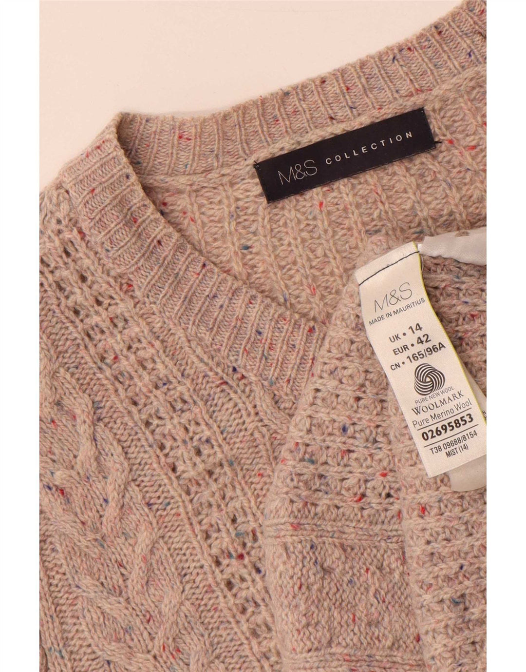 Marks & Spencer Womens Cardigan Sweater UK 14 Large Grey Flecked Wool