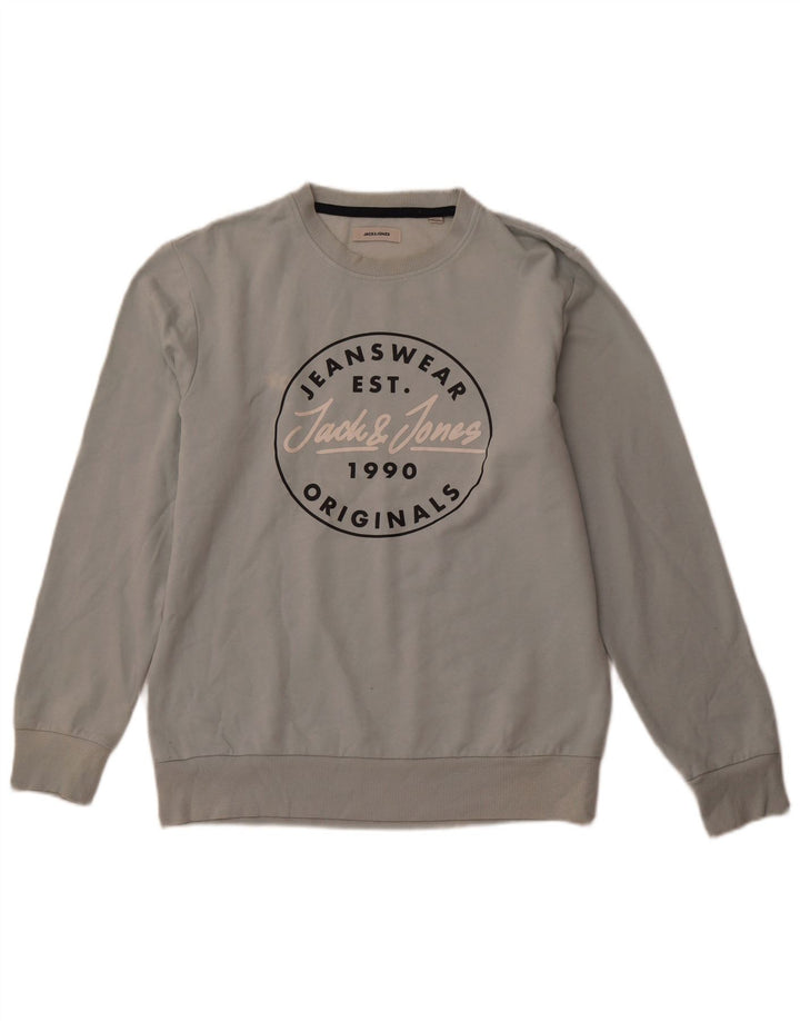 Męski sweter JACK & JONES z grafiką, duży, niebieski