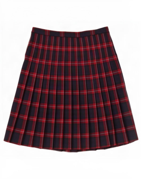 vintage Femme Couteau Jupe Plissée W38 XL Bleu Marine Plaid