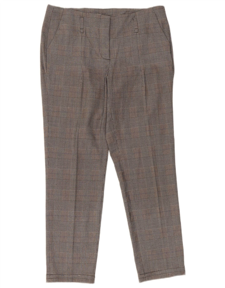 Zara Womens Slim Cropped Trousers Small W26 L25 Grey Houndstooth
