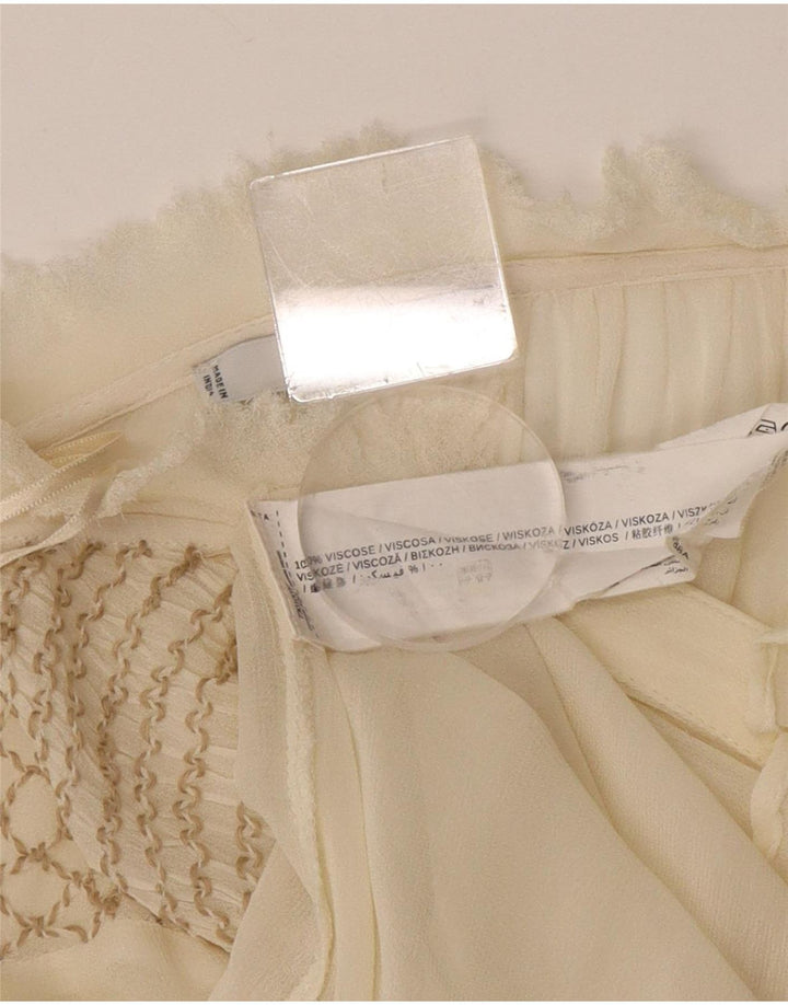 Mango Chemisier transparent pour femme UK 12 Medium Off White Viscose