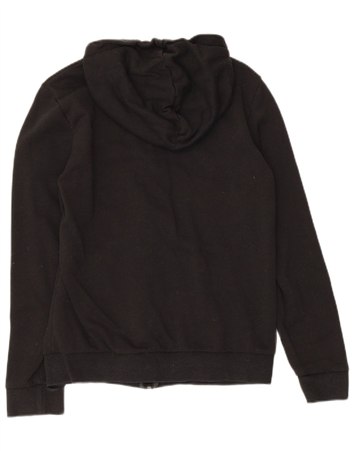 ADIDAS Womens Graphic Zip Hoodie Sweater UK 8/10 Small Black Cotton