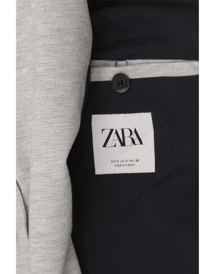Zara Mens 2 Button Blazer Jacket UK 36 Small Grey Flecked