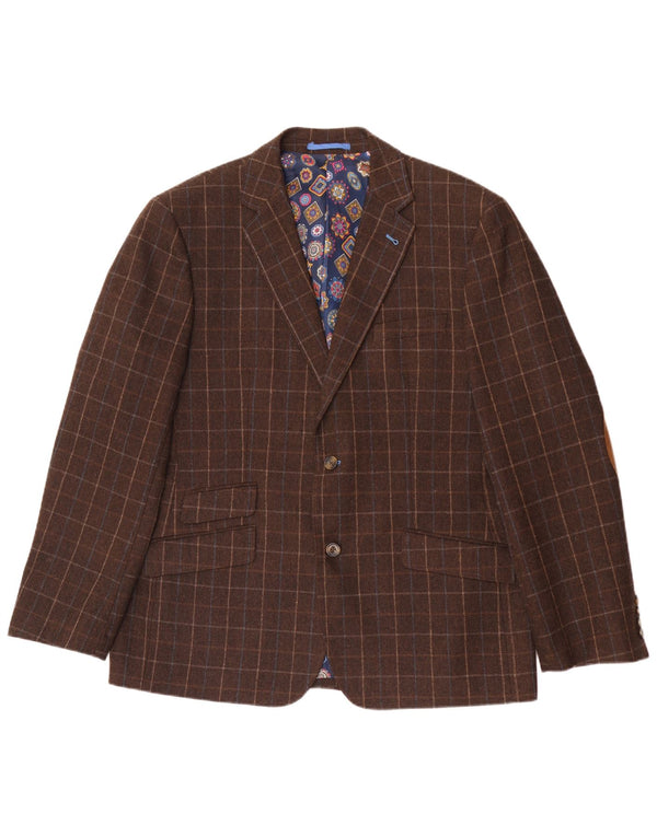 Blazer Harvey & Jones pentru bărbați, cu croială regulată, UK 46 3XL, maro, check