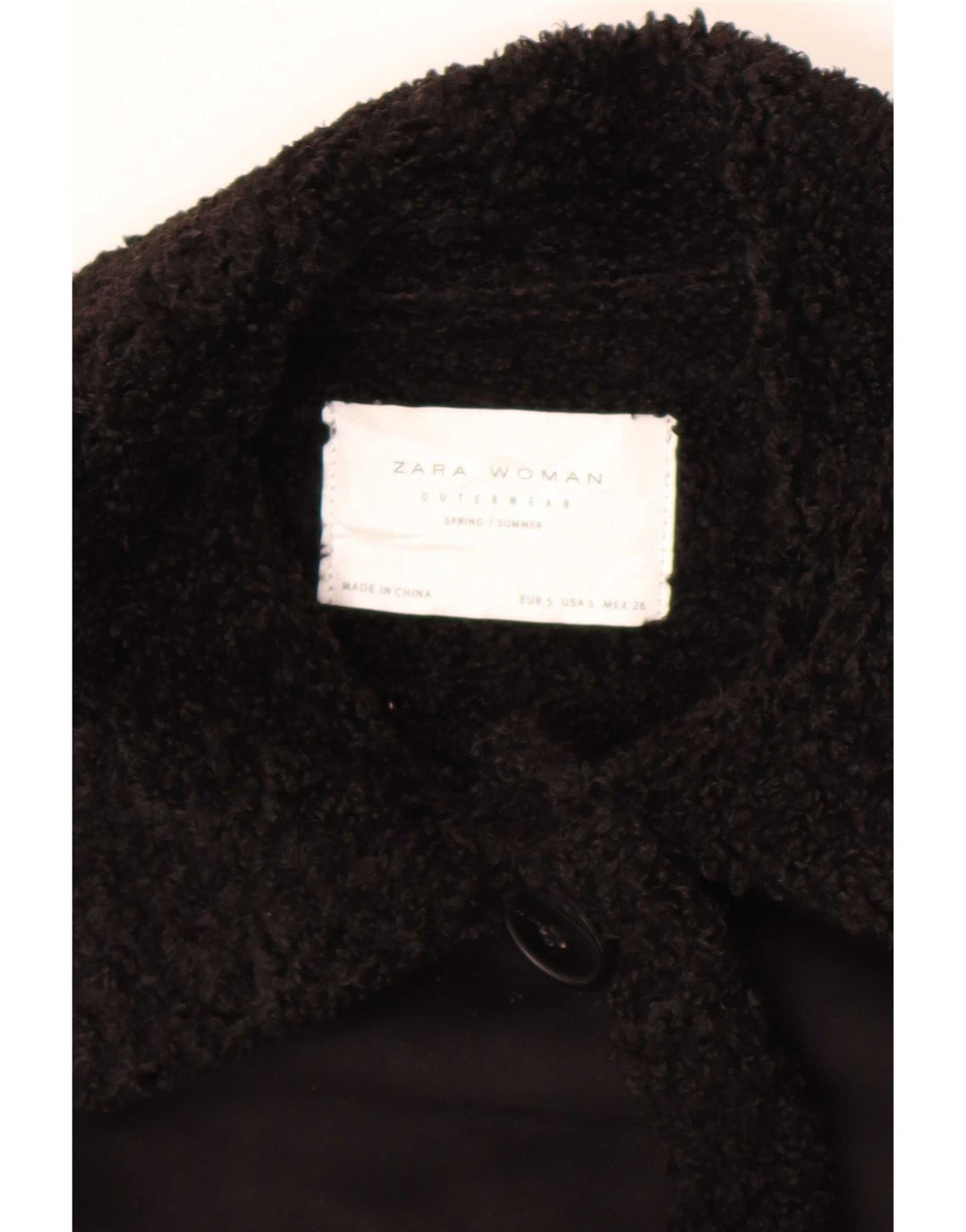 Zara Womens Sherpa Overcoat UK 10 Small Black