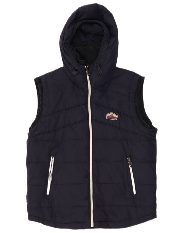 Męska wyściełana kamizelka z kapturem Superdry UK 42 XL, granatowa, poliester