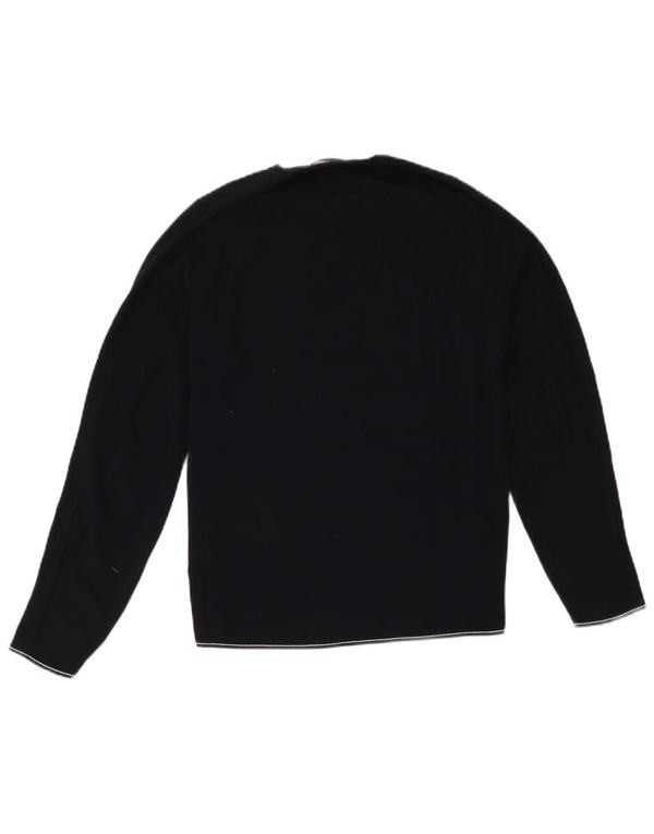 Massimo Dutti Damen-Pullover mit Rundhalsausschnitt, UK 14, mittelmarineblaue Baumwolle
