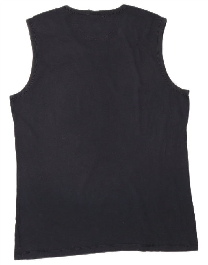Adidas Mens Colete Top Grande Algodão Azul Marinho