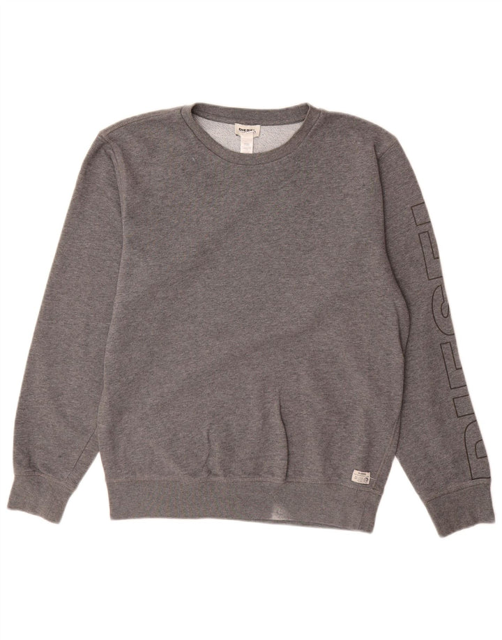 Diesel Herre Grafisk Sweatshirt Jumper Lille Grå Bomuld