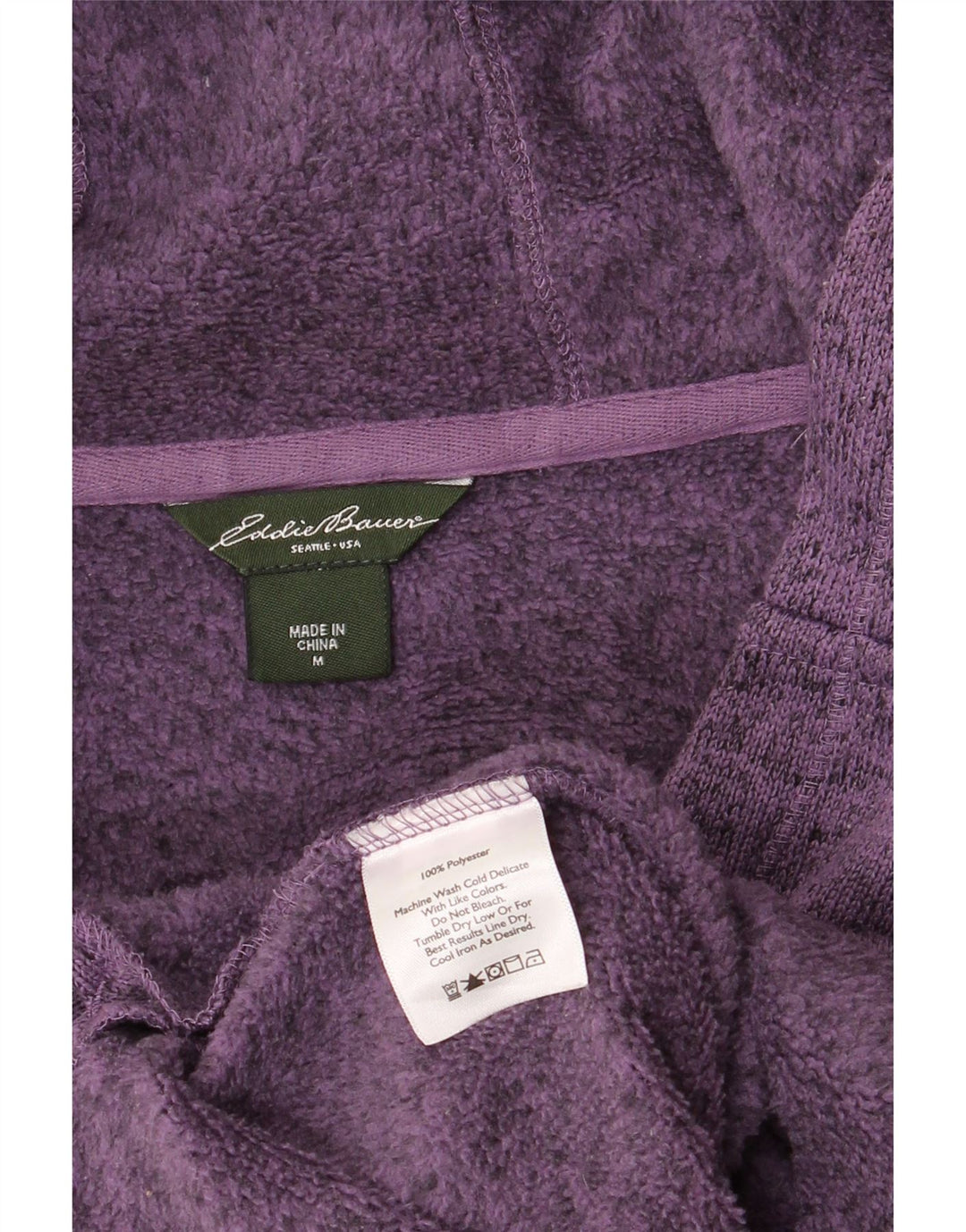 EDDIE BAUER Womens Hoodie Jumper UK 14 Medium Purple Flecked Polyester