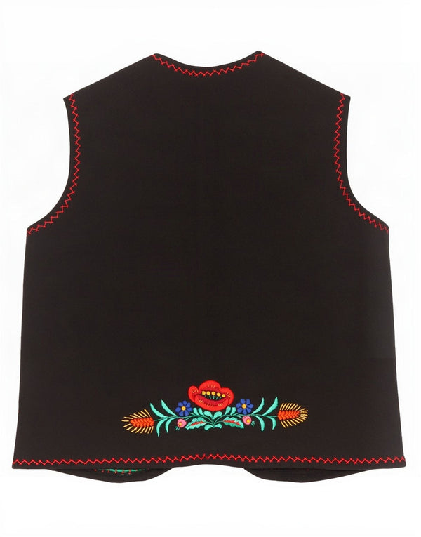 Gilet da donna vintage UK 12 medio nero floreale