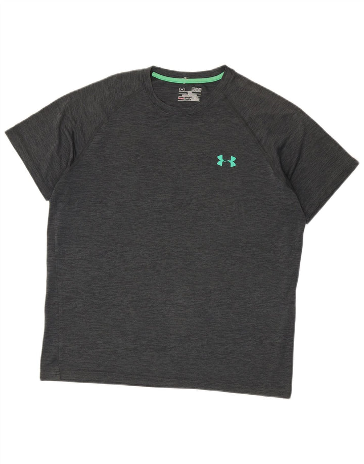 UNDER ARMOUR Mens Heat Gear T-Shirt Top Medium Grey Flecked