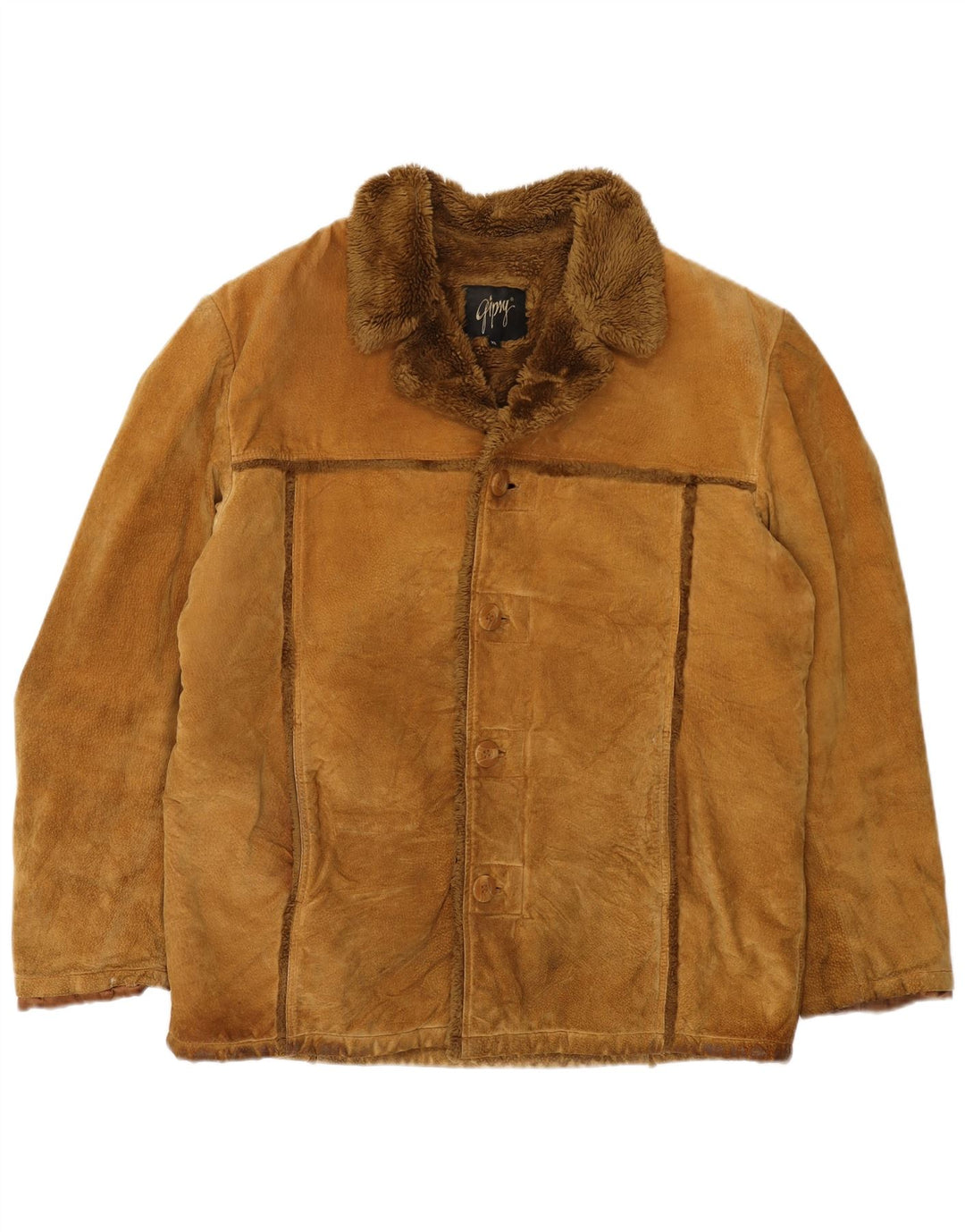 Gipsy Mens Shearling Jacket UK 42 XL Brown
