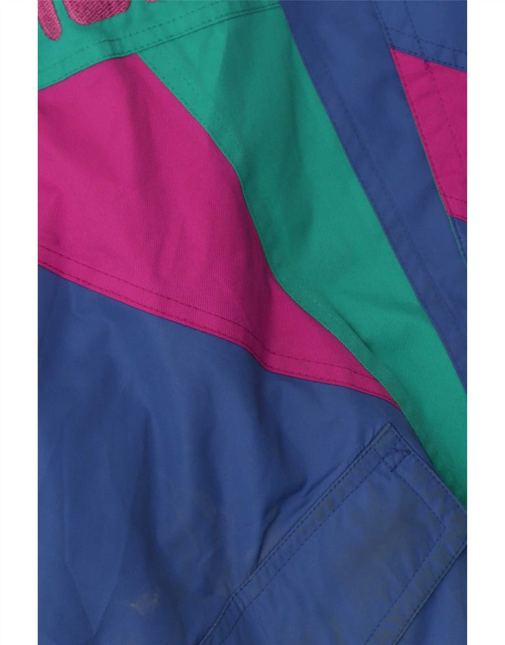 Fila Mens Graphic Hooded Ski Jacket UK 40 Medium Blue Colourblock Polyester