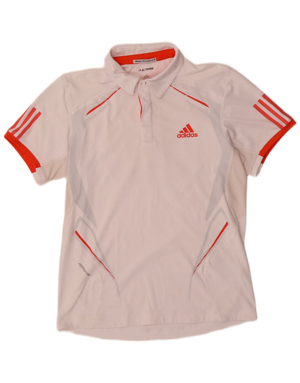 Polo Adidas Climacool da uomo in poliestere color block bianco medio