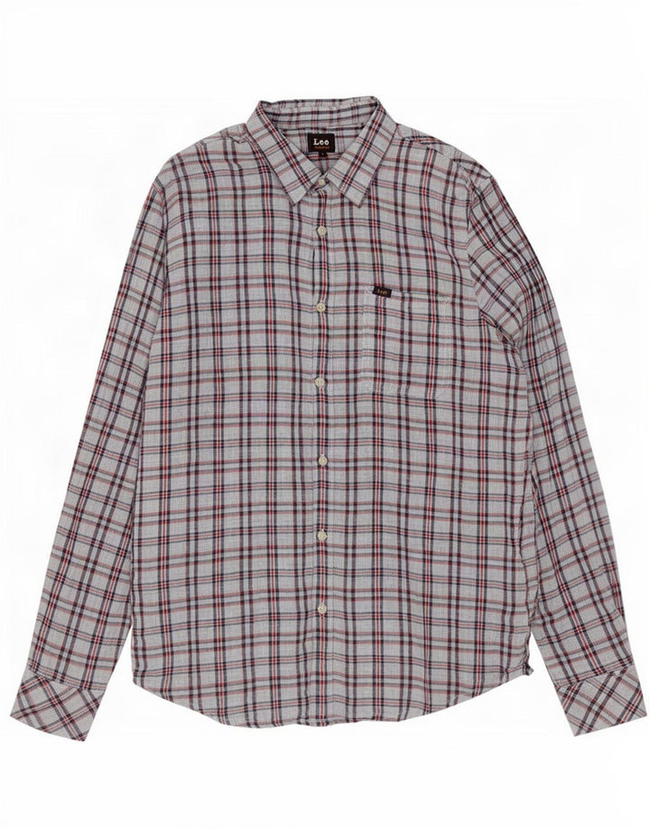 Camicia da uomo Lee in cotone a quadri grandi grigi