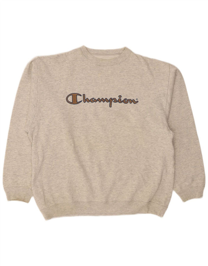 Champion Mens Graphic Sweatshirt Jumper XL Grey Flecked Cotton