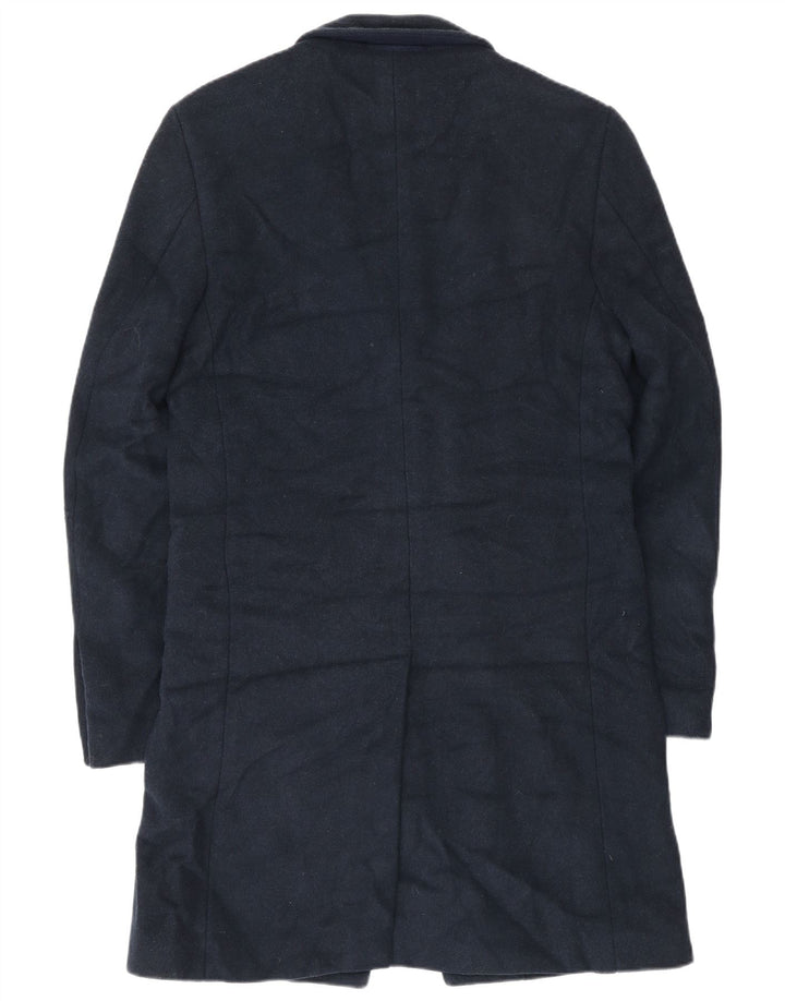 Marks & Spencer Mens Overcoat UK 36 Small Navy Blue Polyester