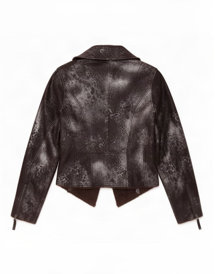 Malvin Womens Sherpa Biker Jacket EU 38 Medium Brown Polyester