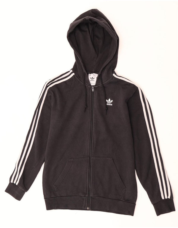 Felpa con cappuccio e zip Adidas da uomo XS in cotone nero
