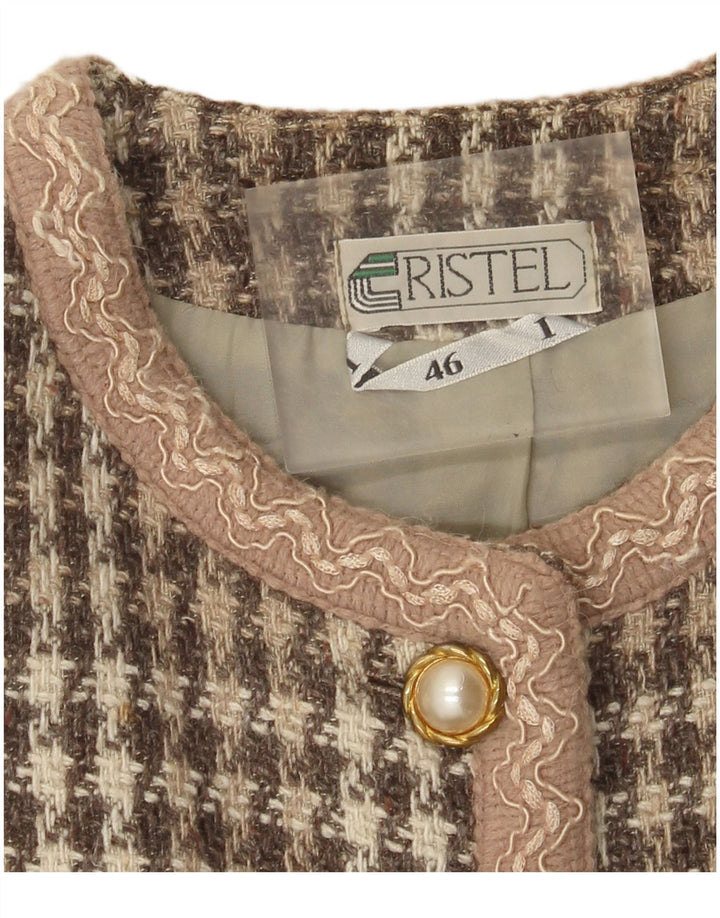 Vintage Womens 4 Button Blazer Jacket IT 46 Large Brown Houndstooth