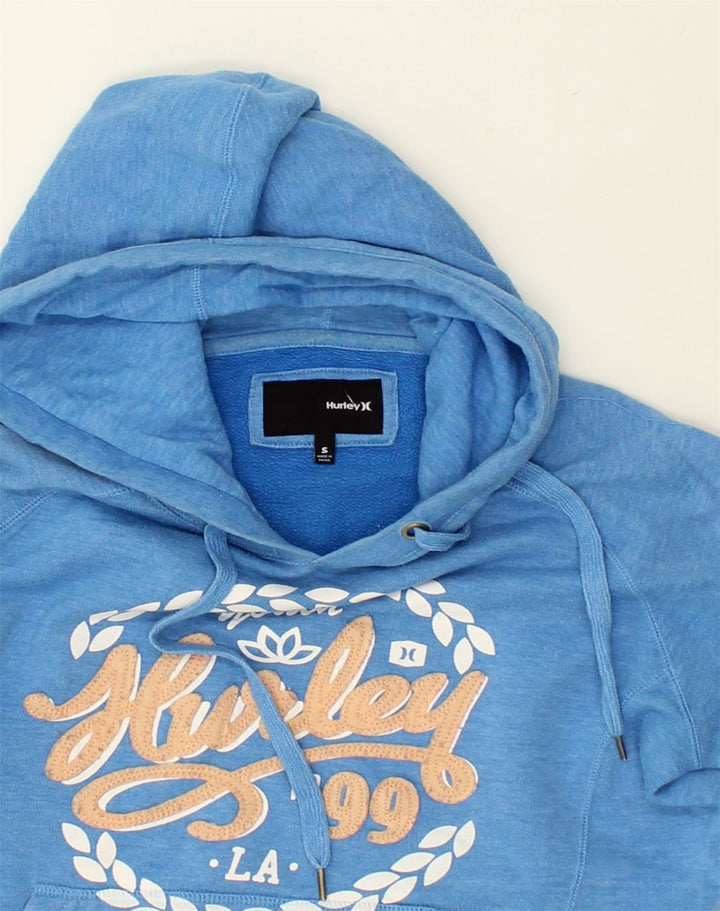HURLEY Womens Graphic Hoodie Jumper UK 10 Small Blue Polyester | Vintage Hurley | Thrift | Second-Hand Hurley | Used Clothing | Messina Hembry 
