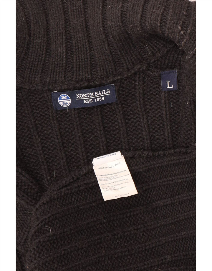 North Sails Mens Cardigan Sweater Large Black Wool