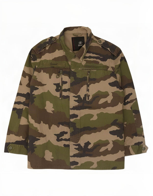 Brandit Mens Military Jacket UK 44 2XL Green Camouflage Cotton Army