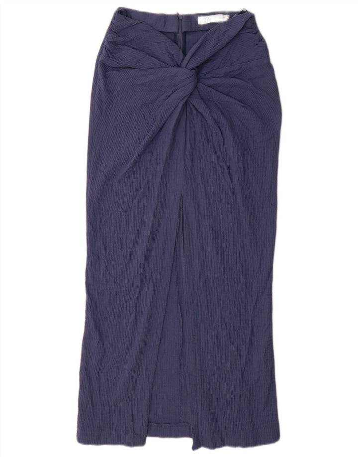 Zara Womens Maxi Skirt Medium W28 Blue Cotton
