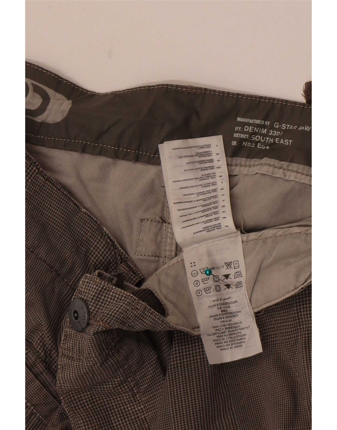 G-Star Mens Cargo Shorts W34 Large Grey Check Cotton