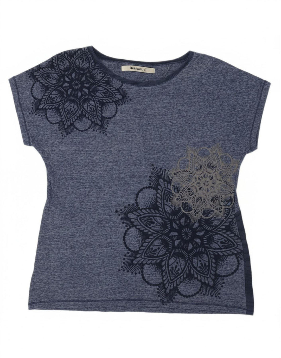 DESIGUAL Womens Blouse Top UK 14 Medium Blue Floral
