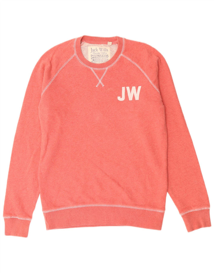 JACK WILLS Mens Graphic Sweatshirt Jumper Medium Red Cotton