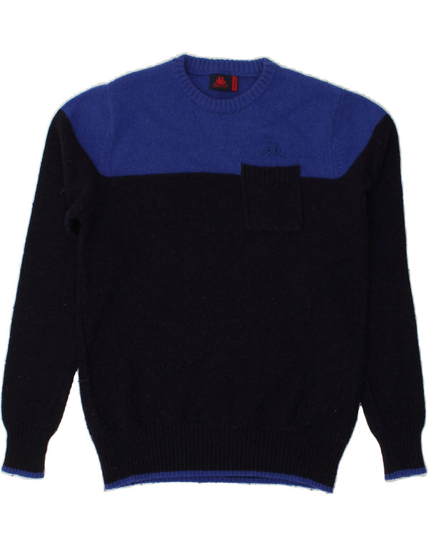 Suéter feminino KAPPA com gola redonda UK 10 pequeno bloco colorido azul marinho