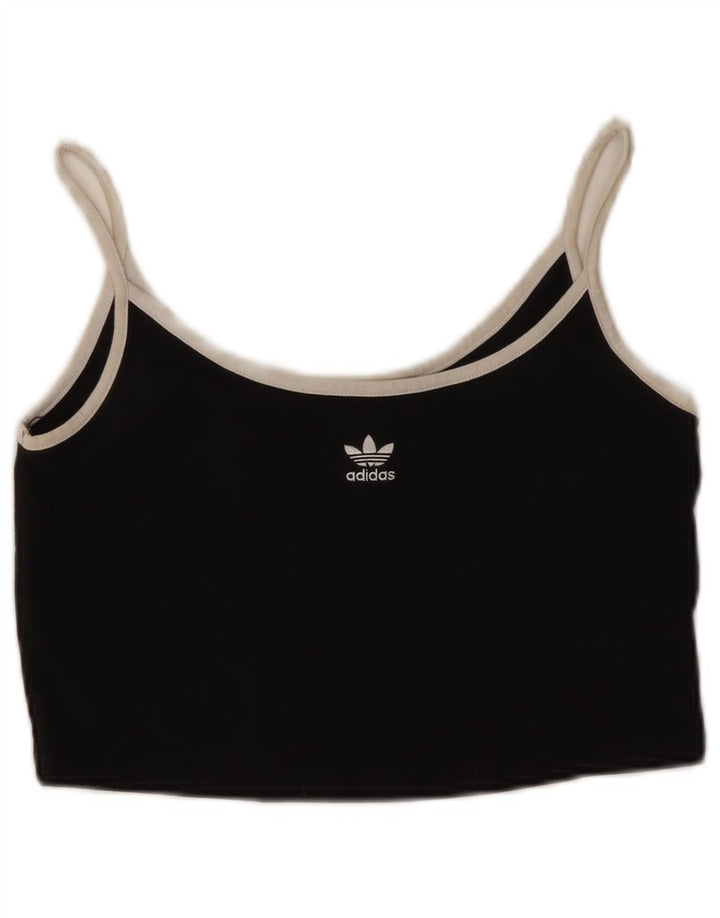 Adidas Womens Crop Cami Top UK 8 Small Black Cotton