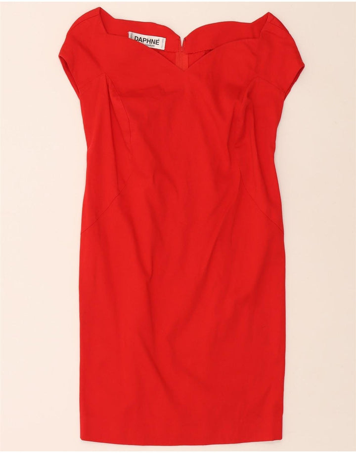 DAPHNE Womens Off Shoulder Sheath Dress UK 6 XS Red Vintage Daphne and Second-Hand Daphne from Messina Hembry 