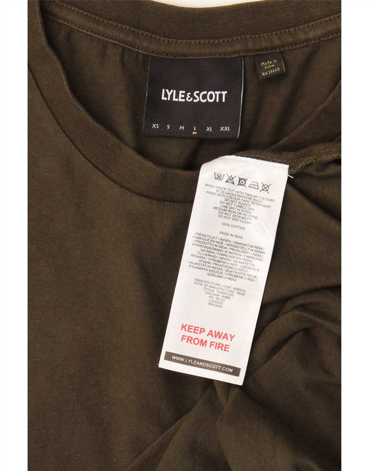 Lyle & Scott Mens T-Shirt Top Large Khaki Cotton