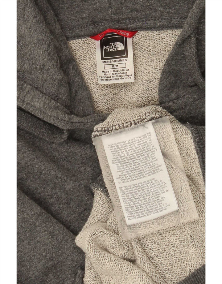 The North Face Mens Zip Hoodie Sweater Medium Grey Cotton