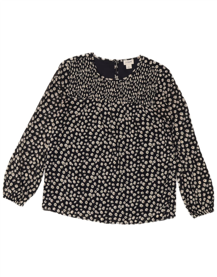 J. CREW Womens Long Sleeve Blouse Top US 4 Small Navy Blue Floral