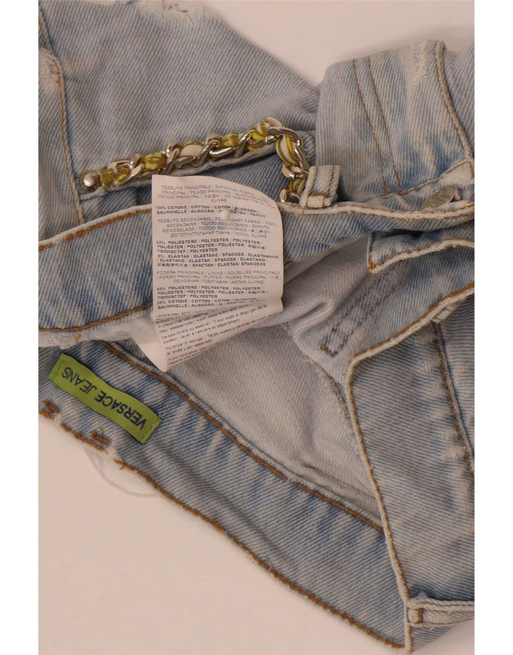 Versace Womens Distressed Denim Shorts W28 Medium Blue Cotton