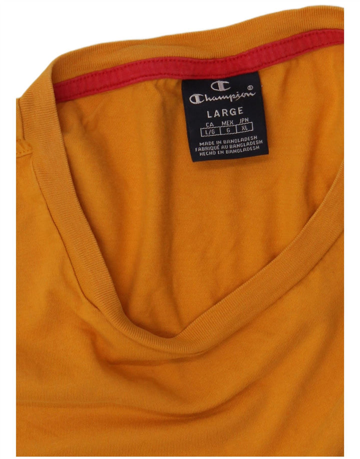 CHAMPION Mens Graphic T-Shirt Top Large Yellow