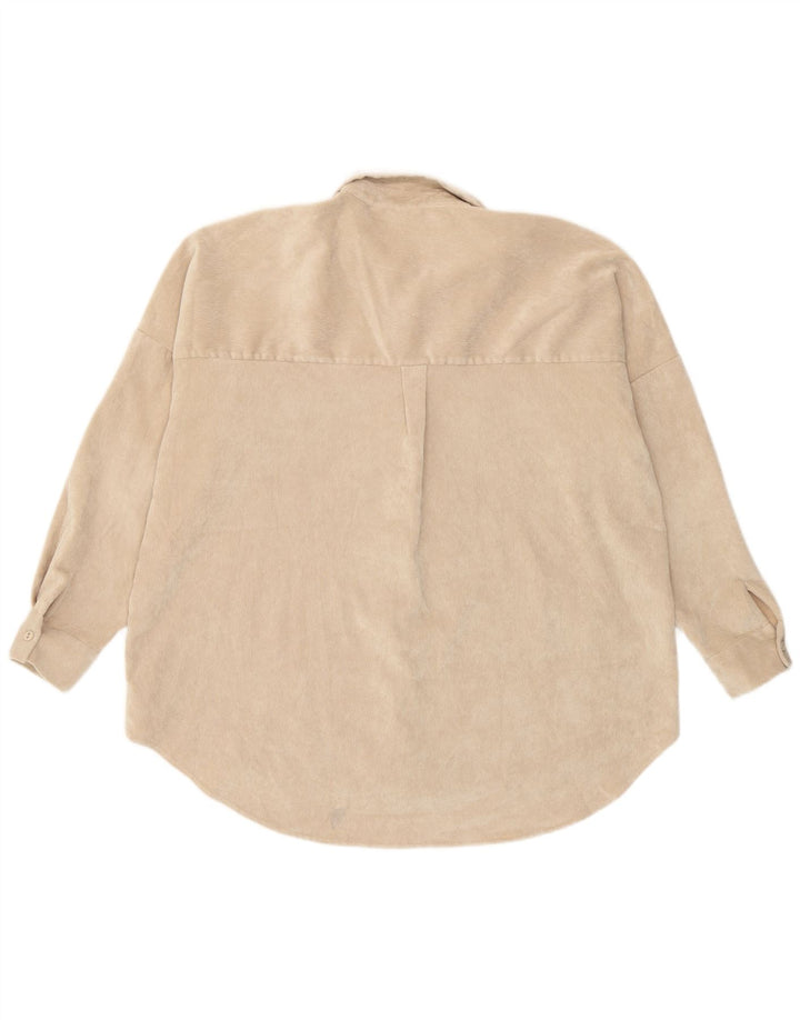 Zara Womens Oversized Corduroy Shirt UK 16 Large Beige