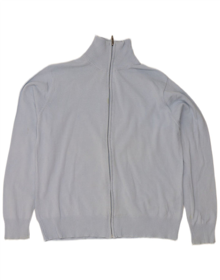 Zara Męski sweter rozpinany, duży, niebieski, bawełniany