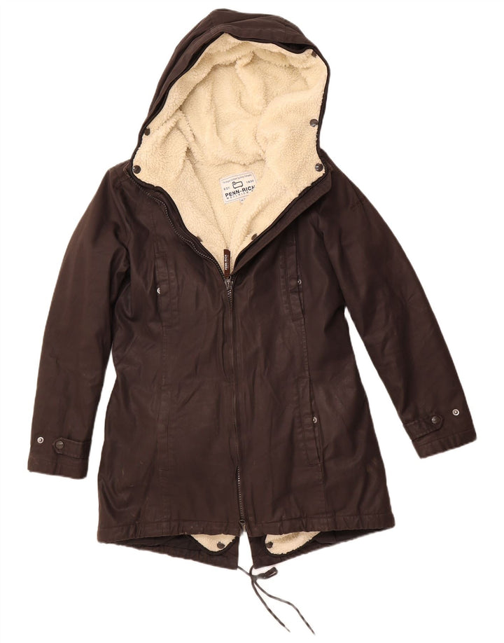 WOOLRICH Womens Hooded Parka Jacket UK 14 Medium Brown Polyester