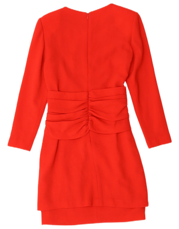 Vintage Damen Langarm-Etuikleid UK 10 Small Rot